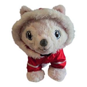 Build A Bear Workshop BAB Pink Frost Fox Merry Mission 16” Plush With Red Christmas Reindeer Snowsuit