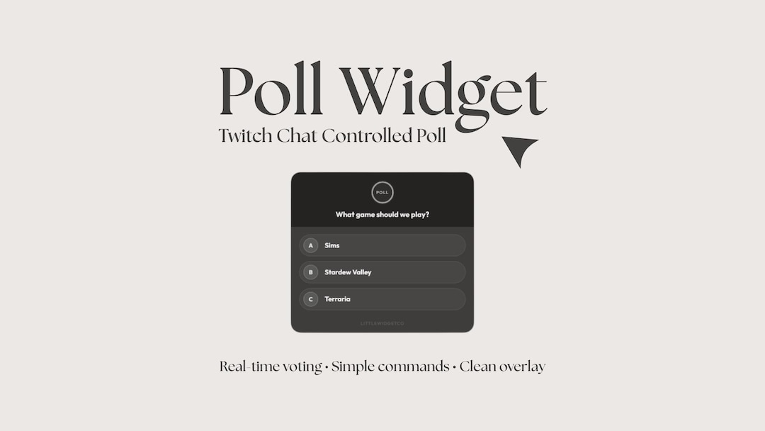 Twitch Chat Poll Widget | OBS, Streamlabs Browser Source | Real-time ...