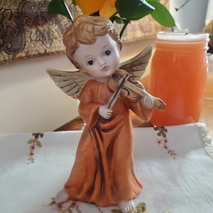 Figurine de Noël ange vintage Homco, années 1960, ange en céramique, Noël vintage