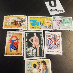 Collection of International Post Stamps Vintage,set of 7 stamps