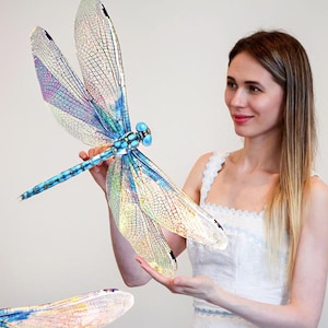 Sjablonen DIY gigantische iriserende libel: videotutorial