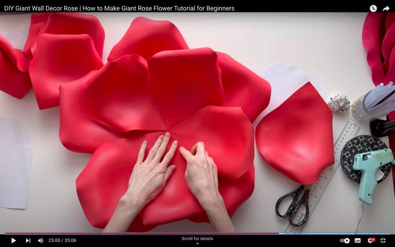 DIY Giant Rose Template: Wall Decor, Video Tutorial - Etsy