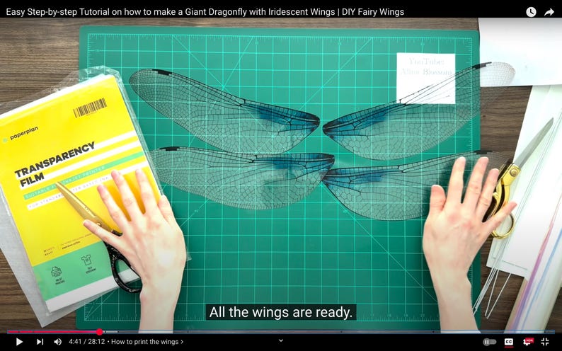 DIY Giant Iridescent Dragonfly Templates: Video Tutorial - Etsy