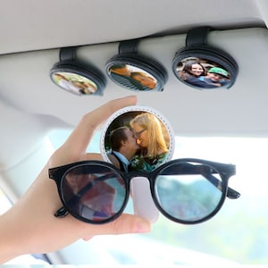 KanSmart Sunglass Holder for Car Visor Sunglasses Clip Magnetic Leather  Glasses Eyeglass Holder Truck Car Interior