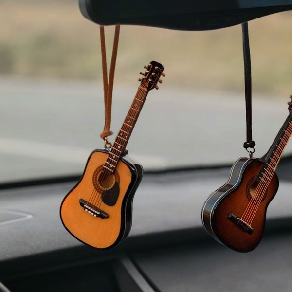 Personalized car hanging guitar,car hanging accessories handmade,Gifts for music lovers,Custom Engraved words,Gift for Guitarist Musician