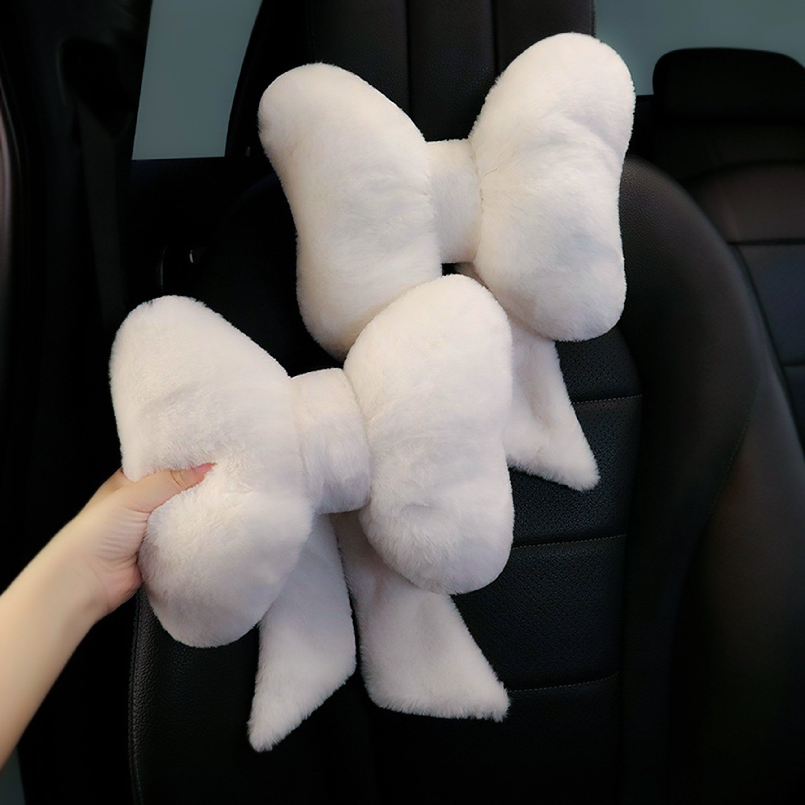 2 Pcs Plush Heart Shaped Pillow with Angel Wings Car Headrest Pillow Soft  Comfortable Car Seat Pillow for Driving Travelling Room Office Car Decor