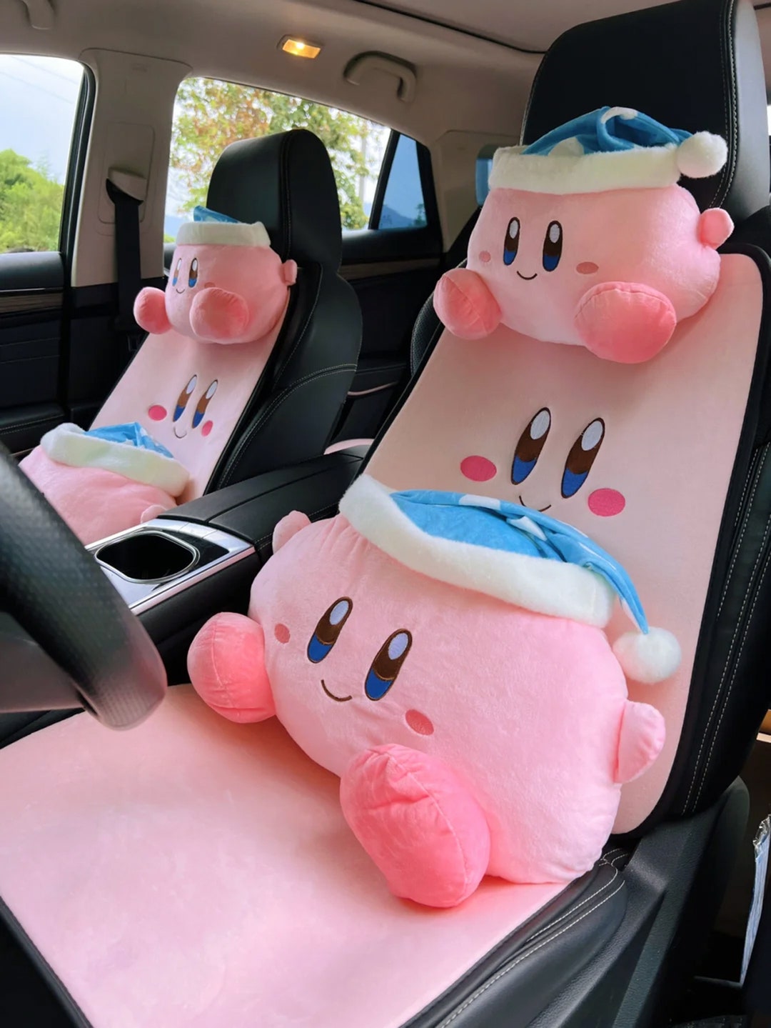 Fluffy Kirby Car Accessory,handmade Kirby Car Seat Cover,cute Steering