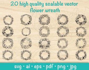 20 high-quality vector floral wreaths for designers - .ai | Vector .eps | Transparent .png | .svg | .pdf | Hi-res .jpg