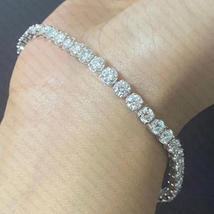 Round Cut Moissanite Tennis Bracelet, Wedding Bracelet, Anniversary Gift, Handmade Beautiful Diamond Bracelet, 925 Sterling Silver Bracelet