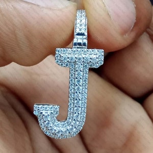 Moissanite Initial Pendant: 1CTW Sterling Silver Letter J