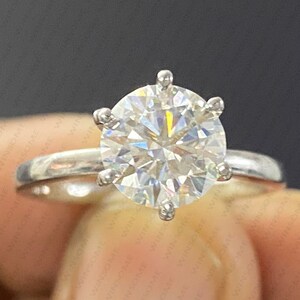 8mm Moissanite Engagement Ring: 1.80 TCW Six Prong Sterling Silver Anniversary Ring