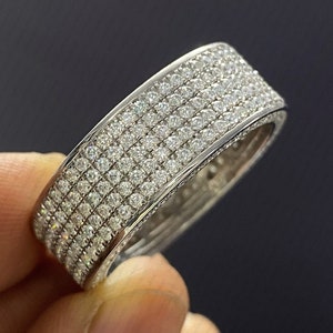 Men&#39;s 14K White Gold Plated Moissanite Full Eternity Band