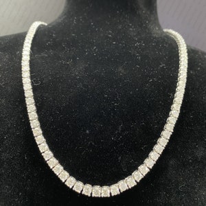 18TCW okrągły szlif certyfikowany naszyjnik tenisowy Moissanite, naszyjnik unisex Moissanite, naszyjnik zaręczynowy i ślubny, pozłacany 14-karatowym białym złotem