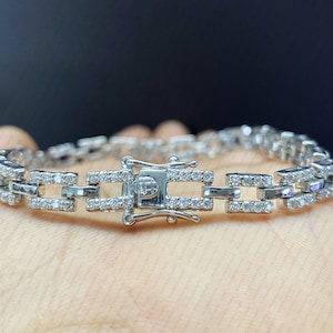 Round Cut VVS1 Moissanite Bracelet, Moissanite Wedding Anniversary Bracelet, Engagement Gift For Women&#39;s, Wedding Gift Bangle, Gift For Her