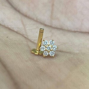 Diamond Nose Pin | Moissanite, Lab & Natural Diamond | 9K–18K Gold, Platinum Nosepin image 3