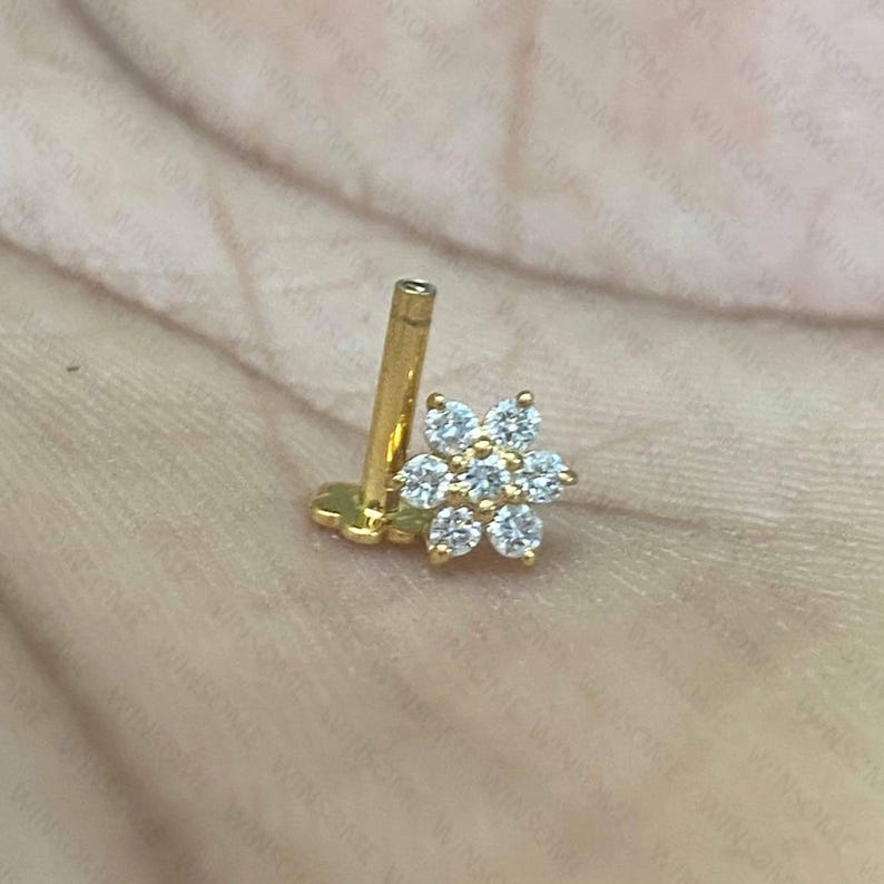 Diamond Nose Pin | Moissanite, Lab & Natural Diamond | 9K–18K Gold, Platinum Nosepin image 3