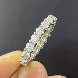 1.90ctw Round Cut Moissanite Wedding Eternity Band, Moissanite Bridal Band, Solitaire Eternity Band Ring, Moissanite Diamond Eternity