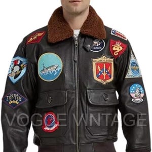 Men’s Air Force G-1 Bomber Jacket – Top Gun Style Brown Genuine Leather Flight Jacket with Removable Fur Collar