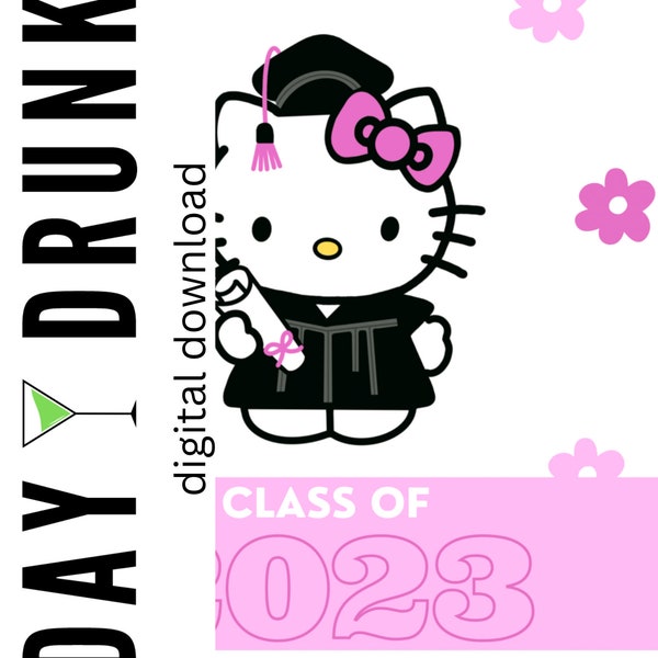 Kawaii kitty graduation class of 2023 print