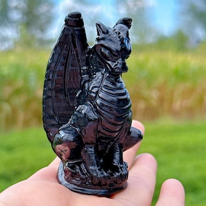 Natural Obsidian Dragon&#39;s Skull,Crystal Dinosaur Skull,Crystal Sculpture,Collection,Crystal Gift,Crystal Carved,Mineral Specimen