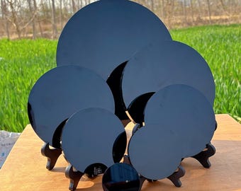 Natural Obsidian Mirror,Obsidian Scrying Mirror,Quartz Crystal Mirror,Obsidian Wafer,Decor,Crystal Gift,Reiki Healing,Energy,Soul Healing