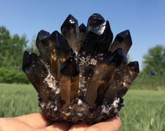 1PC Natural  Smoky Quartz Cluster,Crystal VUG,Crystal Healing,Crystal Energy,Mineral Specimen,Home Decoration,Reiki Healing,Crystal Gifts