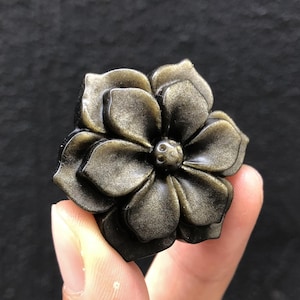 35mm+ Natural Golden Obsidian Flower,Hand Carved Flower,Golden Obsidian Carving,Reiki Healing,Home Decoration,Collection,Crystal Gift 1PC