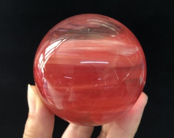 Esfera de cuarzo rojo fundido, esfera de cristal, bola de cuarzo rojo fundido, muestras minerales, bola de cristal, regalo de cristal, colección, bola de astrología