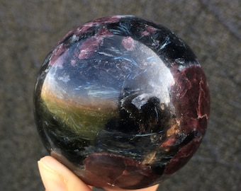 1pc 50mm+ Natural Garnet Astrophyllite Ball,Quartz Crystal Sphere,Home Decoration,Mineral specimens,Reiki Heal,Crystal Gifts,Energy Crystals