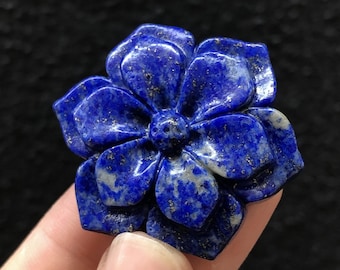 35mm+ Natural Lapis Lazuli Flower,Hand Carved Flower,Lapis Lazuli Carving,Reiki Healing,Home Decoration,Collection,Crystal Gift 1PC