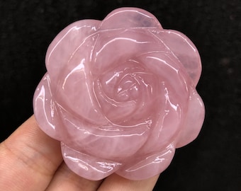 1PC Natural Rose Quartz Flower,Hand Carved Flower, Rose Quartz Carving,Reiki Heal,Home Decoration,Collection,Crystal Gifts,Christmas Present