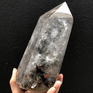 3.49LB Garden Quartz Obelisk, Colourful Garden Quartz,Ghost Quartz,Inclusion Quartz,Phantom Quartz,Reiki Heal,Natural Quartz,Home Decoration
