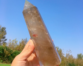 1.67LB Natural Smoky Quartz Obelisk,Crystal Wand Point,Mineral Specimens,Crystal Tower,Crystal Healing,Crystal Gift,Collection