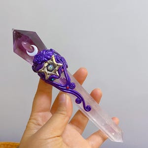 7“ Amethyst Magic Wand Cosplay Magic Wand For Witches And Wizards,Home Decoration,Healing Crystal,Crystal Gifts,Crystal Energy