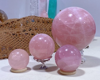 Natürliche Rosenquarzkugel, Kristallkugel, Rosenquarzkugel, Mineralproben, Kristallkugel, Kristallgeschenk, Astrologiekugel, Reiki-Heilung