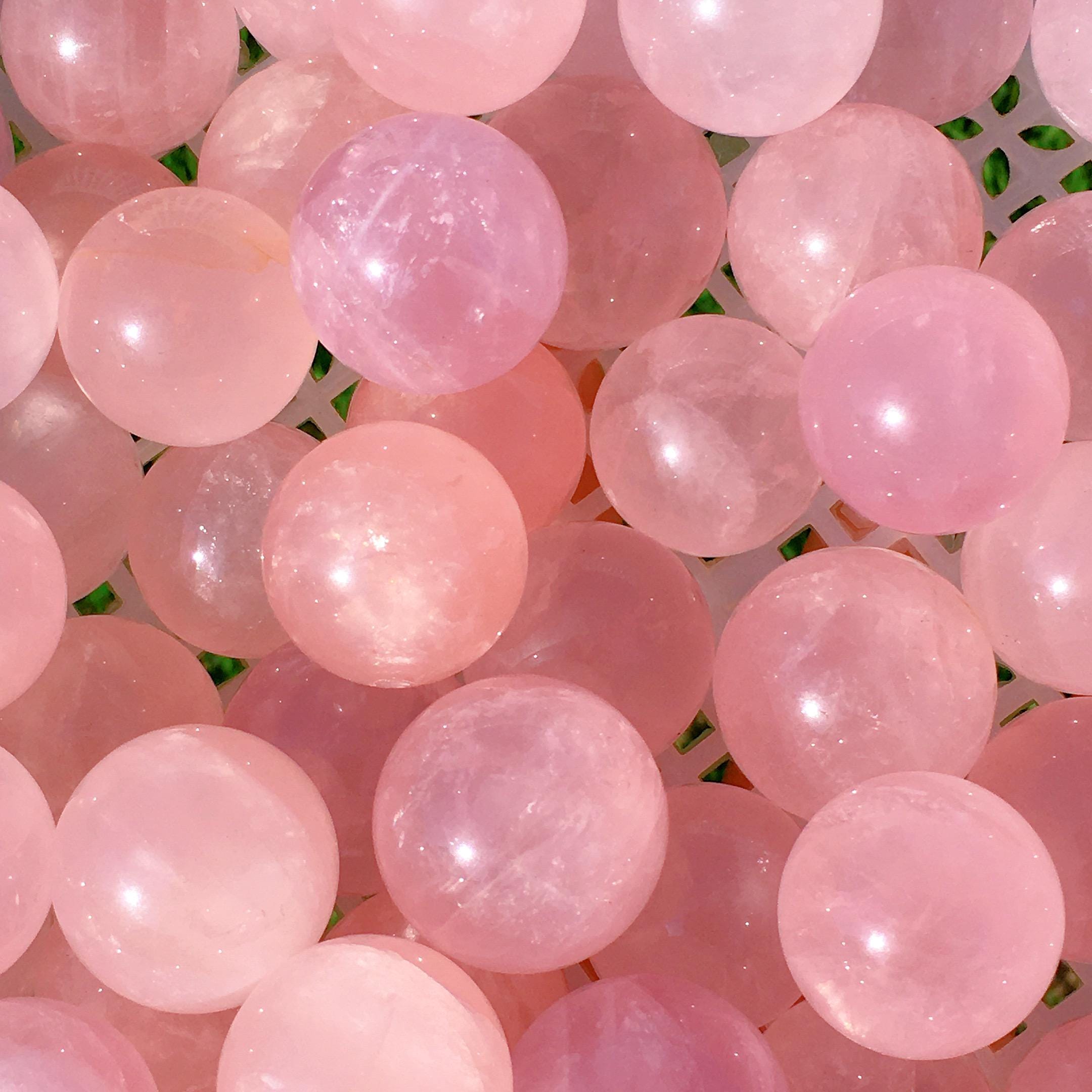 28-38 mm 天然ローズクォーツ球、水晶球、ローズクォーツボール、鉱物