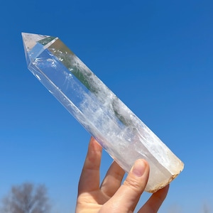 1.87LB Natural Clear Quartz Obelisk,Quartz Crystal Tower,Large Crystal tower,Crystal Wand Point,Healing Magic Wand,Reiki Heal,Energy,Gifts