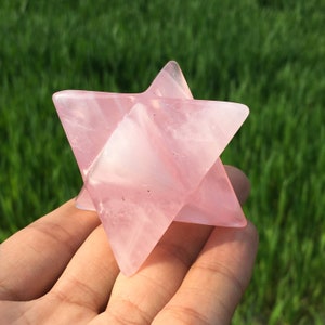 2 "natürlicher Rosenquarz Merkaba Stern, Quarzkristall Merkaba Stern, Innendekoration, Mineralprobe, Kristallheilung, Kristallgeschenke 1PC