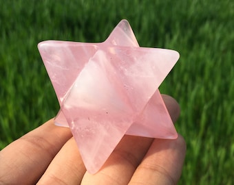 2 &quot;natürlicher Rosenquarz Merkaba Stern, Quarzkristall Merkaba Stern, Innendekoration, Mineralprobe, Kristallheilung, Kristallgeschenke 1PC