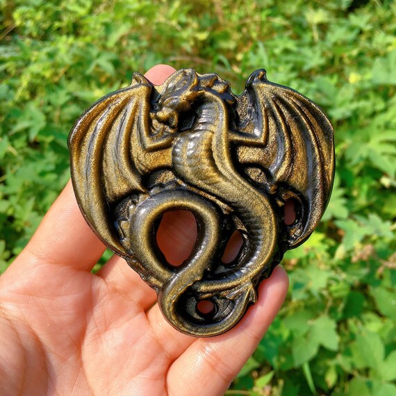 3“ Natural Golden Obsidian Fly Dragon,Golden Obsidian Carving,Quartz Crystal Fly Dragon,Collection,Crystal Gifts,Crystal Carved,Reiki Heal