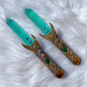 9.5“ Natural Fluorite Magic Wand Cosplay Magic Wand For Witches And Wizards,Home Decoration,Healing Crystal,Crystal Gifts,Crystal Energy