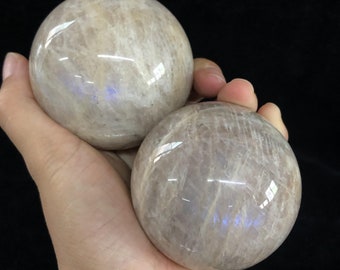 Esfera de piedra lunar natural de 60 mm, esfera de cristal, esfera de piedra lunar, muestras minerales, bola de cristal, regalo de cristal, colección, bola de astrología