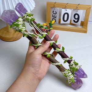 11.8"+ Natural Quartz Crystal Magic Scepter,Amethyst Scepter,Crystal Magic Wand,Reiki healing,Crystal Energy,Crystal souvenir,Crystal Gifts