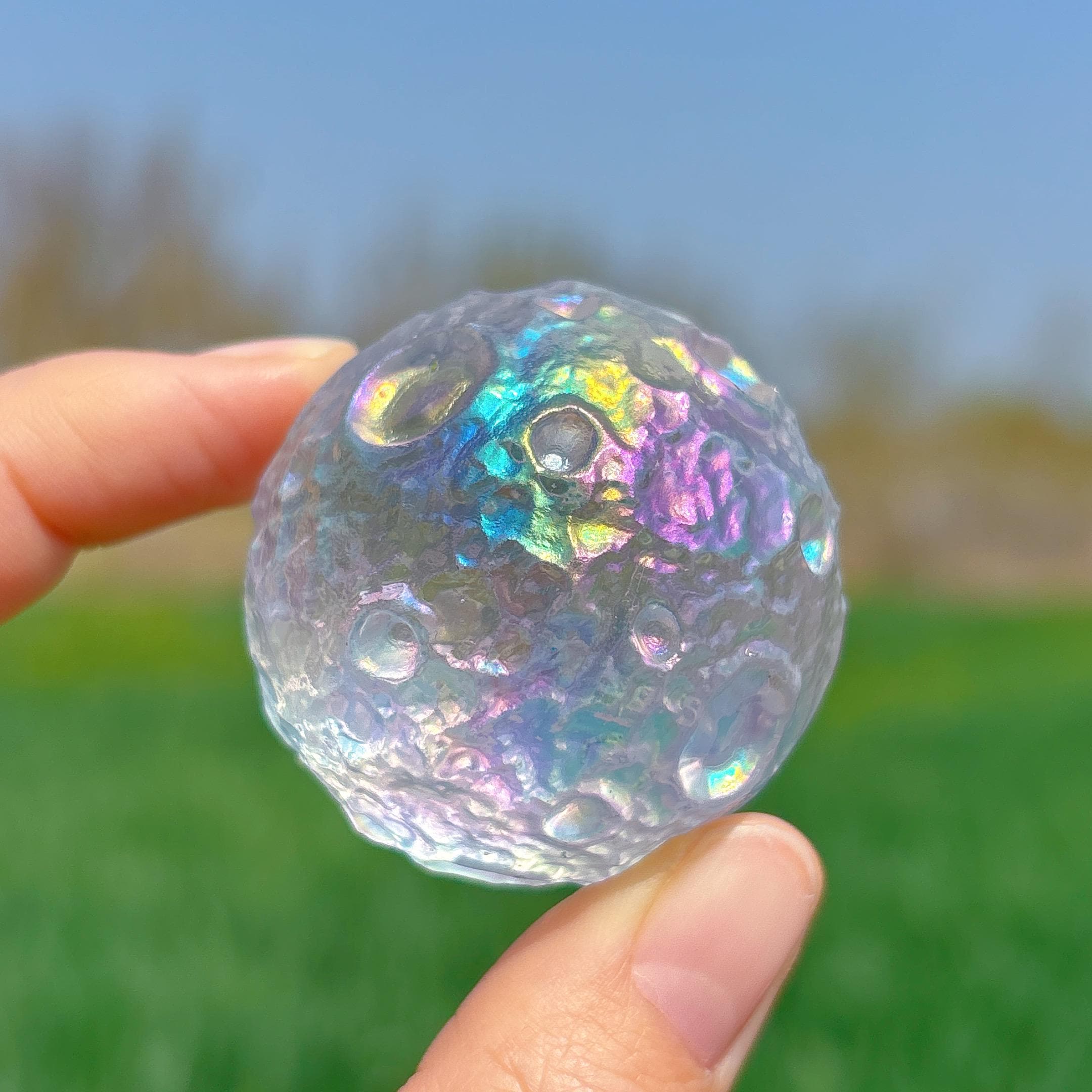 Rainbow Aura Moon,Titanium Rainbow Quartz Moon,Crystal Moon,Crystal Energy,Home Decor,Crystal Gift,Reiki Healing,Crystal Collection,Decor