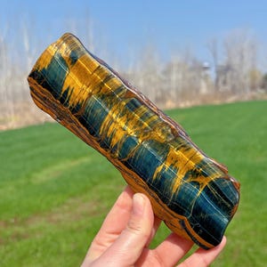 Natural Blue Tiger Eye Slice,Tiger Eye Gemstone Slab,Tiger-eye Jade Slice,Raw Crystal Slice,Mineral Specimen,Energy Crystal Gift,Reiki heal