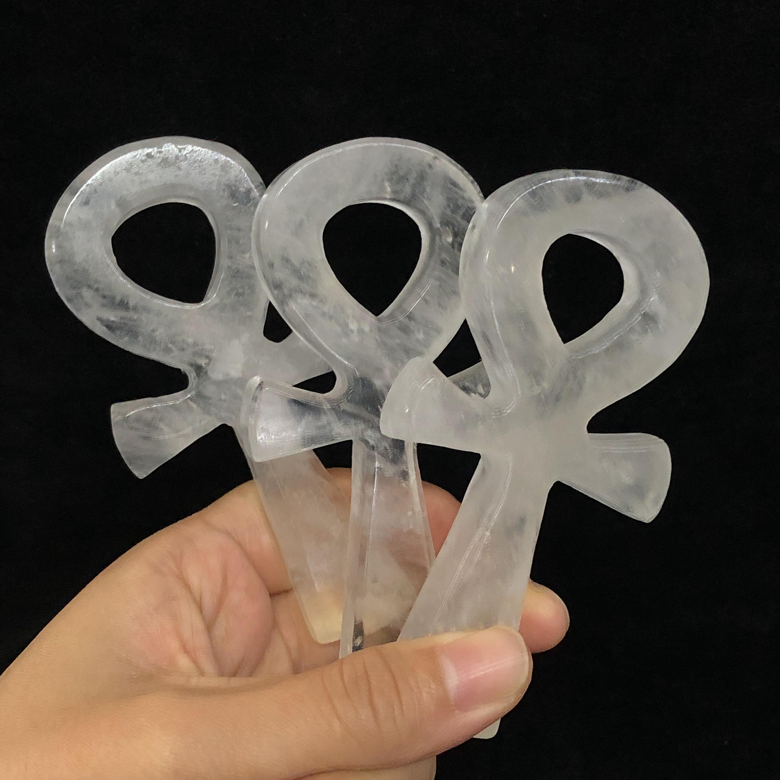 Clear Quartz Ankh Symbol Carving With Yellow Citrine, 4-4.3