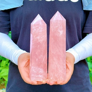 900g+ Natural Rose Quartz Tower,Large Crystal Obelisk,Crystal Wand Point,Mineral sample,Quartz Crystal Tower,Reiki Healing,Home Decor,Energy