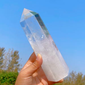 Natural Clear Quartz Obelisk,Quartz Crystal Tower,Large Crystal Tower,Crystal Wand Point,Healing Magic Wand,Reiki Heal,Crystal Gift