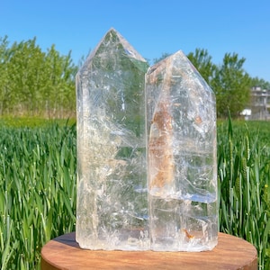26,4 lb natuurlijke bergkristalobelisk, kwartskristaltoren, grote kristallen toren, mineraalmonster, kristallen toverstafpunt, genezende toverstaf, geschenken