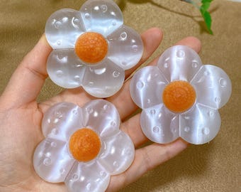 天然セレナイトの花、手彫り、クリスタルコレクション、クリスタル